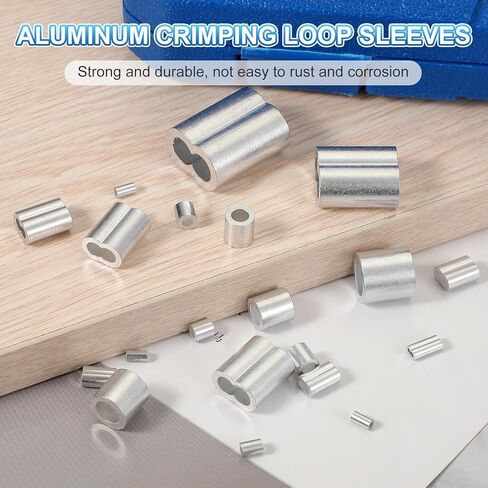 uxcell 50Pcs Aluminum Crimping Loop Sleeve, 1mm 1/32" Double Ferrule Wire Crimps M1 Cable Crimp for Wire Rope and Cable Crimps, Clamps Line Rope End in Saudi Arabia