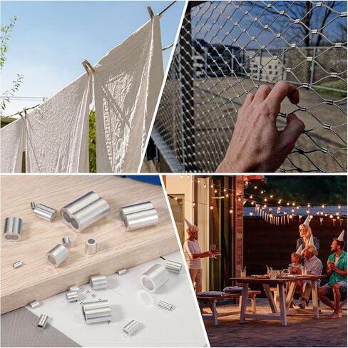 uxcell 50Pcs Aluminum Crimping Loop Sleeve, 1mm 1/32" Double Ferrule Wire Crimps M1 Cable Crimp for Wire Rope and Cable Crimps, Clamps Line Rope End in Saudi Arabia