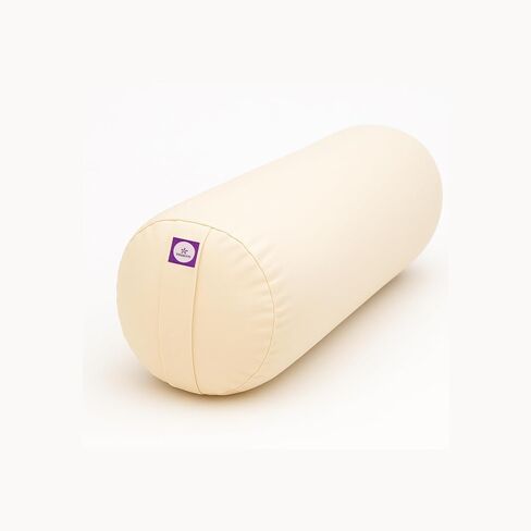 وسادة مسند اليوغا Yogikuti Iyengar - مسند أسطواني من القطن بنسبة 100% لليوجا والتأمل - وسادة دعم قوية ومتينة مع غطاء قابل للغسل للمحاذاة والراحة (أبيض) in Kuwait