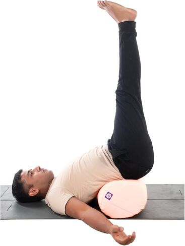 وسادة مسند اليوغا Yogikuti Iyengar - مسند أسطواني من القطن بنسبة 100% لليوجا والتأمل - وسادة دعم قوية ومتينة مع غطاء قابل للغسل للمحاذاة والراحة (أبيض) in Kuwait