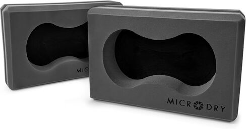 مكعبات يوجا ميكرودراي شور جريب، مجموعة من قطعتين - مكعبات إسفنجية مضادة للانزلاق مع فتحة قبضة مريحة لتحقيق الثبات ودعم المعصم والمرونة والتوازن رمادي/أسود in Kuwait