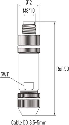 M8 Connector 3Pin A-Code Assembled Shielded Male Industrial Waterproof Aviation Metal Shell in Kuwait