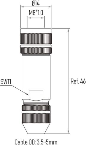M8 Waterproof Connector 3Pin A-Code Assembled Shielded Female Aviation Metal Shell in Kuwait