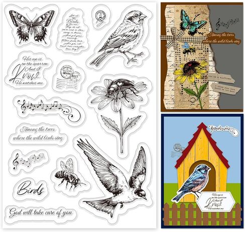 INFUNLY Happy Birthday Words Clear Stamps 6.3"×4.3" Sentiment Words Clear Stamps with Birthday Cake for Card Making Celebrate Silicone Stamps Words Clear Stamp for Birthday Gift Scrapbooking in Kuwait