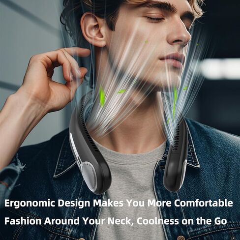 Portable Neck Fan,Hands Free Personal Wearable Bladeless Fan,6000mAh USB Rechargeable,360° Cooling,LED Display,4-Speeds,Birthday Gifts for Men Women Dad Mom,Fathers Day,Mothers Day Gifts (Black) in Kuwait