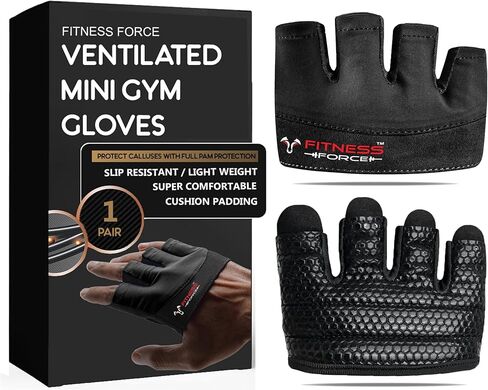 FITNESS FORCE Workout Gloves for Men & Women Partial Weight Lifting Non-Slip Gym Gloves, Lifting Grip for Calluses Guard Fingerless Exercise Gloves with Full Palm Protection in Kuwait