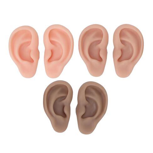 Silicone Ear Model, 3 Pairs Silicone Flexible Ear Model, 3 Colors Soft Artificial Reusable Rubber Ear for Education Display Teaching Instructions in Kuwait