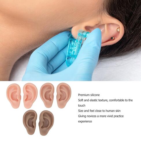 Silicone Ear Model, 3 Pairs Silicone Flexible Ear Model, 3 Colors Soft Artificial Reusable Rubber Ear for Education Display Teaching Instructions in Kuwait
