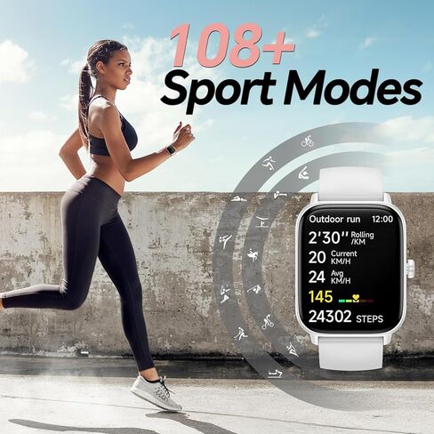 Smart Watch for Women Men, Alexa Built-in,1.8 Inches Large Display, Bluetooth Calls,Received Text, Health Monitoring, Sport Watch, Waterproof Fitness Tracker Watch for Android iOS (Black, 1.85 inches) in Kuwait