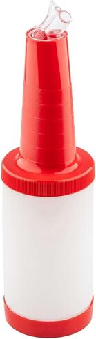 TableCraft 12657 PourMaster 1-Quart Beverage Pourer Set, HDPE Containers with Clear Spouts, Color-Coded Caps & Necks, Stackable Beverage Dispensers, Assorted Colors, Set of 6 in Saudi Arabia