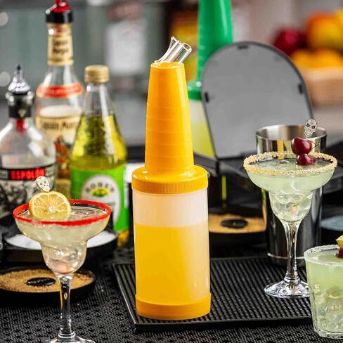 TableCraft 12657 PourMaster 1-Quart Beverage Pourer Set, HDPE Containers with Clear Spouts, Color-Coded Caps & Necks, Stackable Beverage Dispensers, Assorted Colors, Set of 6 in Saudi Arabia