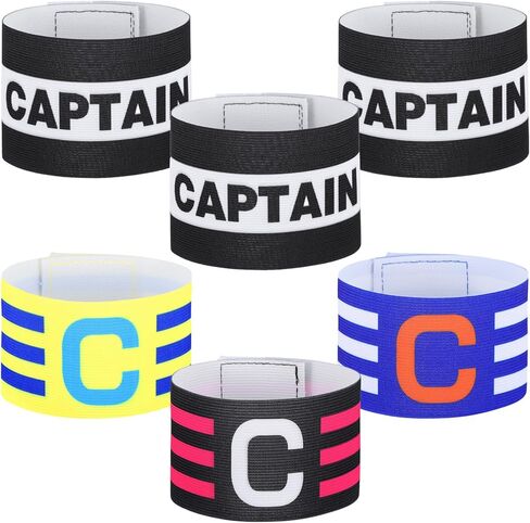 6 Pcs Captain Armbands, Black Soccer Captain Armband Adjustable Leader Armband Team Sport Armbands Football Rugby Basketball Player Band for Adult Youth Soccer Volleyball Team in Saudi Arabia