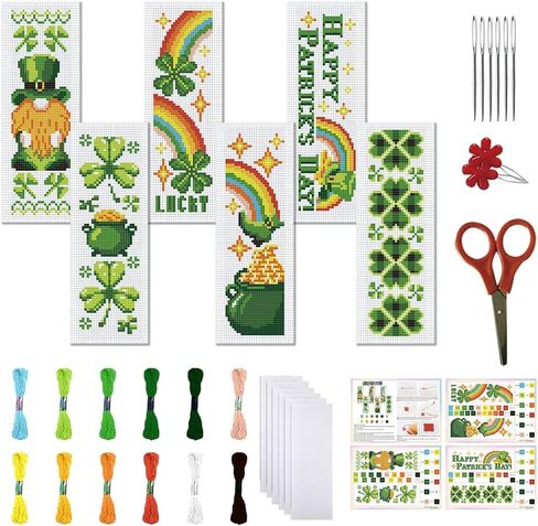 FREEBLOSS 6PCS Cross Stitch Bookmark Kit Stamped Floral Cross Stitch Bookmarks Kit for Beginner DIY Stamped Embroidery Bookmark Kit Cross Stitch Projects for Book Lovers in Kuwait