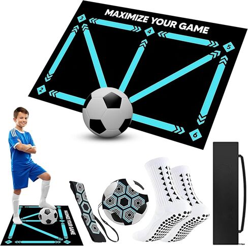 Football Training Mat Soccer Skills Mat Football Footwork Mat Improve Strength,Agility and Coordination, Soccer Footwork Trainer Football Gifts for Boys & Girls Football Training Equipment for All Ages in Saudi Arabia