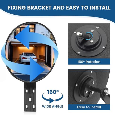 Convex Mirror, 8" Concave Mirror Adjustable Wide Angle View Indoor/Outdoor Acrylic Security Mirror, Corner Mirror Blindspot for Wall, Parking Garage, Driveway, Store, Room and Traffic Safety in Kuwait