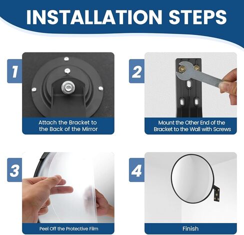 Convex Mirror, 8" Concave Mirror Adjustable Wide Angle View Indoor/Outdoor Acrylic Security Mirror, Corner Mirror Blindspot for Wall, Parking Garage, Driveway, Store, Room and Traffic Safety in Kuwait