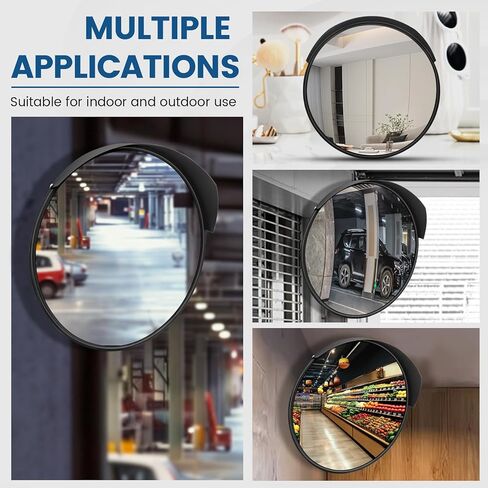 Convex Mirror, 8" Concave Mirror Adjustable Wide Angle View Indoor/Outdoor Acrylic Security Mirror, Corner Mirror Blindspot for Wall, Parking Garage, Driveway, Store, Room and Traffic Safety in Kuwait