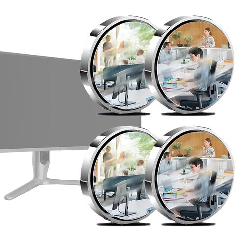 4PCS Office Partition Mirrors, Anti-Spy Convex Surveillance Rearview Mirrors for Personal Safety Or Security, Desk Monitors,Blind Spot Panoramic Desktop Mirror (White) in Saudi Arabia