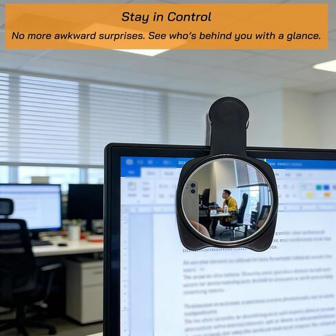 Wide-Angle Monitor Mirror – Clip-On Office Privacy Rear-View Mirror for Computer, Cubicle & Desk, See Behind You with a Glance, Eliminate Blind Spots for Enhanced Workspace Awareness & Security in Kuwait