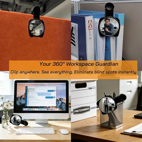 Wide-Angle Monitor Mirror – Clip-On Office Privacy Rear-View Mirror for Computer, Cubicle & Desk, See Behind You with a Glance, Eliminate Blind Spots for Enhanced Workspace Awareness & Security in Kuwait