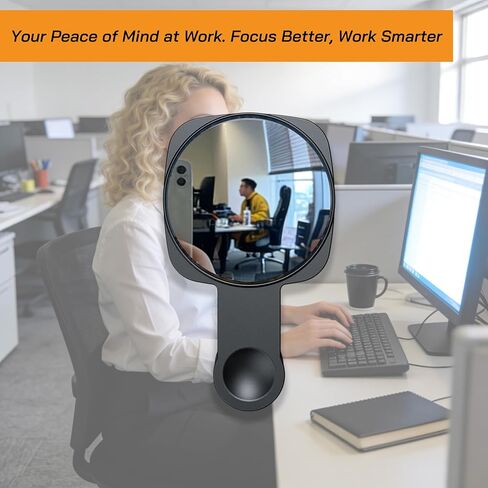 Wide-Angle Monitor Mirror – Clip-On Office Privacy Rear-View Mirror for Computer, Cubicle & Desk, See Behind You with a Glance, Eliminate Blind Spots for Enhanced Workspace Awareness & Security in Kuwait
