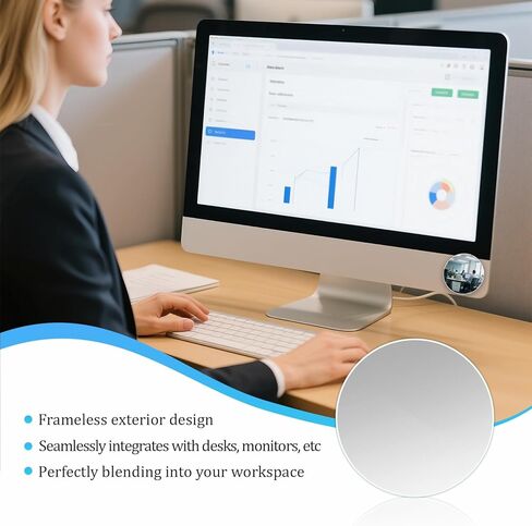 4 قطع من حجرة المكتب - مرآة رؤية خلفية بشاشة فضية قابلة للتعديل مقاس 1.97 بوصة، تعزز الخصوصية والأمان، سهلة التركيب على شاشات الكمبيوتر أو أقسام المقصورة in Kuwait