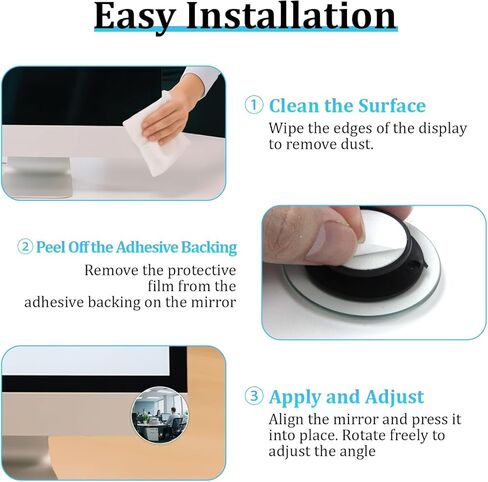 4 قطع من حجرة المكتب - مرآة رؤية خلفية بشاشة فضية قابلة للتعديل مقاس 1.97 بوصة، تعزز الخصوصية والأمان، سهلة التركيب على شاشات الكمبيوتر أو أقسام المقصورة in Kuwait