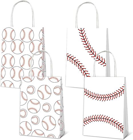 JNYLYFC Baseball Party Favor Gift Bags with Handle, 12 PCS Baseball Party Treat Bags Party Paper Bag for Baseball Theme Games Day Sports Goody Bags Birthday Party Decorations Supplies in Kuwait