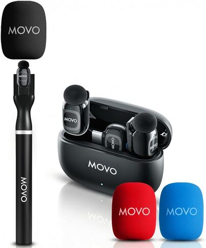 Movo NanoMic Wireless USB-C Mic Kit with Interview Handle — Dual Street Interview Mic for iPhone 15/16/17+, Android & iPad Pro — Vox Pops & TikTok in Saudi Arabia