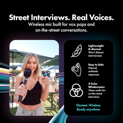 Movo NanoMic Wireless USB-C Mic Kit with Interview Handle — Dual Street Interview Mic for iPhone 15/16/17+, Android & iPad Pro — Vox Pops & TikTok in Saudi Arabia