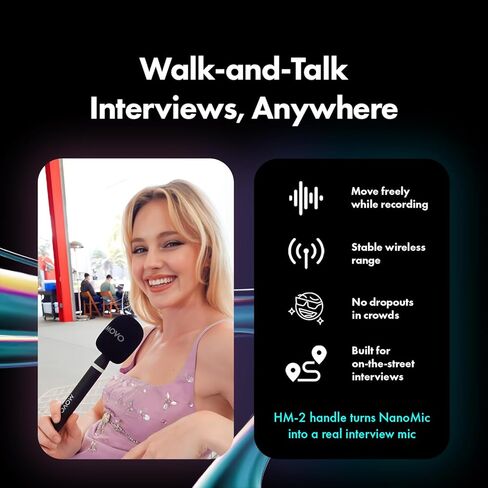 Movo NanoMic Wireless USB-C Mic Kit with Interview Handle — Dual Street Interview Mic for iPhone 15/16/17+, Android & iPad Pro — Vox Pops & TikTok in Saudi Arabia