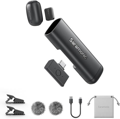 Saramonic Air SE Wireless Mini Microphone for iPhone 17/16/15 & Android, 48kHz/24-bit, AI Noise Cancellation, Clip on Content Creator Microphones for Interview YouTube TikTok Podcast Vlogging in Saudi Arabia