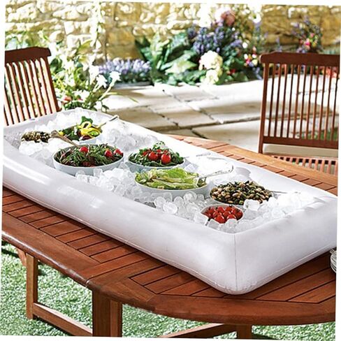2Pcs Inflatable Ice Serving Bar with Drain Plug Portable Cooler for Bbq Picnic Pool Party and Buffet Food Drinks Fresh for Hours in Saudi Arabia