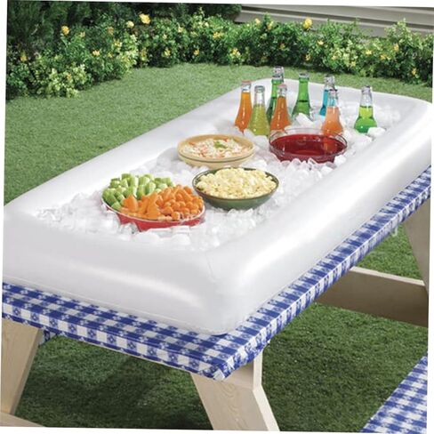 2Pcs Inflatable Ice Serving Bar with Drain Plug Portable Cooler for Bbq Picnic Pool Party and Buffet Food Drinks Fresh for Hours in Saudi Arabia
