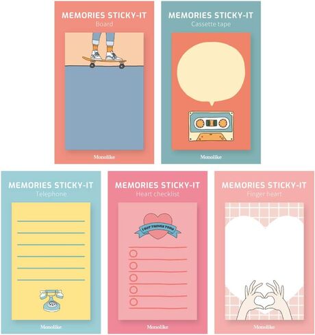 Monolike Photo Sticky-It 5p Set - Break time Self-Adhesive Memo Pad 50 Sheets, Daily Sticky, Diary, Memo in Kuwait