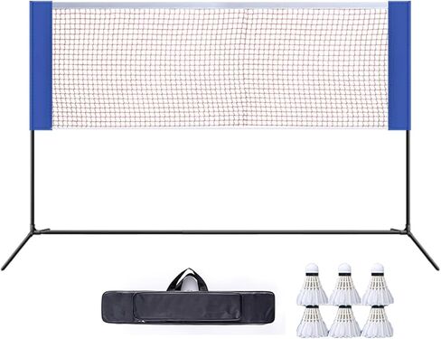 Foldable Freestanding Badminton Posts, Portable Badminton Net Stand with Badminton and Backpack, Sports Training Equipment for Court Beach Drive (One Color Length 410cm) in Saudi Arabia