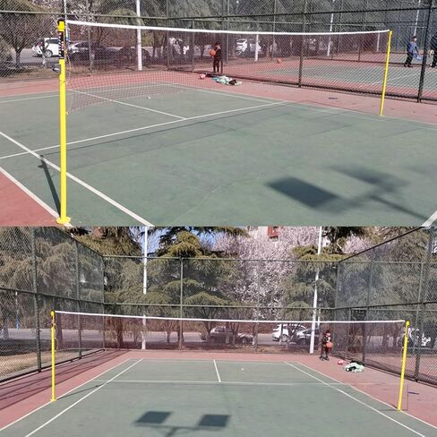Badminton Net Stand,Freestanding Badminton Posts,Pre-Buried Net Stand with Grid and Chassis,Sports Training Equipment for Stadium Beach Lane in Saudi Arabia