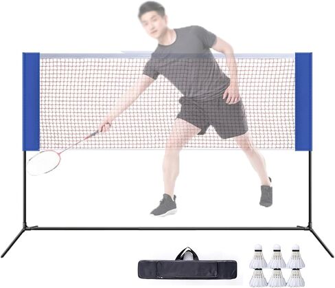 Foldable Badminton Net Stand,Freestanding Badminton Posts,with Badminton and Backpack,Sports Training Equipment for Court Beach Drive (One Color Length 310cm) in Saudi Arabia