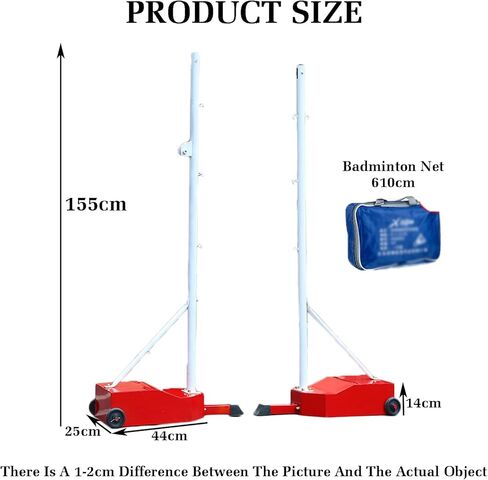 Badminton Net Stand,Freestanding Badminton Posts,Indoor Outdoor Volleyball Poles with Grid and Silent Wheels,Athletic Training Equipment for Ballpark Beach Driveway in Saudi Arabia