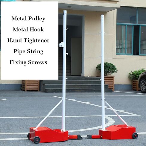 Badminton Net Stand,Freestanding Badminton Posts,Indoor Outdoor Volleyball Poles with Grid and Silent Wheels,Athletic Training Equipment for Ballpark Beach Driveway in Saudi Arabia