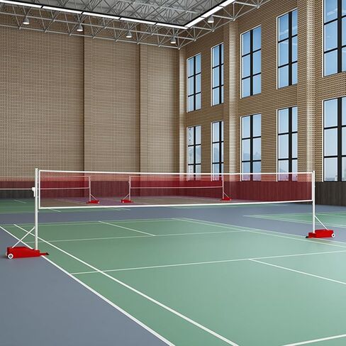 Badminton Net Stand,Freestanding Badminton Posts,Indoor Outdoor Volleyball Poles with Grid and Silent Wheels,Athletic Training Equipment for Ballpark Beach Driveway in Saudi Arabia