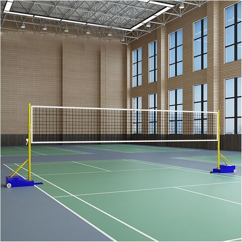 Badminton Net Stand,Freestanding Badminton Posts,Indoor Outdoor Volleyball Poles with Net and Silent Wheels,Athletic Training Equipment for Ballpark Beach Drive in Saudi Arabia