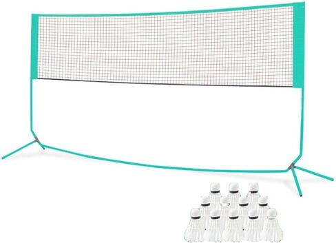 Foldable Badminton Net Stand,Indoor Outdoor Volleyball Poles,with Badminton and Backpack,Freestanding Athletic Training Equipment for Ballpark Beach Drive (One Color Length 310cm) in Saudi Arabia