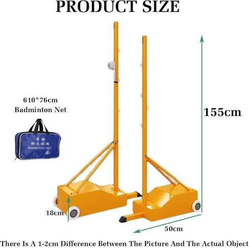 Badminton Net Stand,Badminton Net Frame Poles,Indoor Outdoor Volleyball Poles,with Grid and Silent Wheels,Athletic Training Equipment for Ballpark Beach Driveway in Saudi Arabia