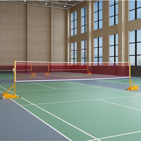Badminton Net Stand,Badminton Net Frame Poles,Indoor Outdoor Volleyball Poles,with Grid and Silent Wheels,Athletic Training Equipment for Ballpark Beach Driveway in Saudi Arabia