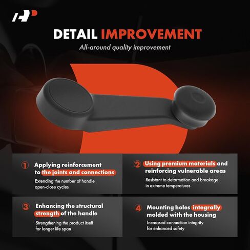 A-Premium Driver or Passenger Side Window Crank Handle Compatible with Ford Fiesta 2011, Transit Connect 2010-2013, Textured Black in Kuwait