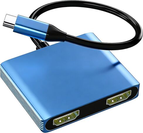 USB C إلى محول HDMI المزدوج 4K@60Hz ، النوع C إلى Flitter HDMI للعرض الموسع ، محول الشاشة المزدوج لجهاز الكمبيوتر المحمول ، Thunderbolt 4/3 متوافق مع MacBook ، Dell XPS 13/15 ، HP ، (MAC OS MODLE MIND) in Kuwait