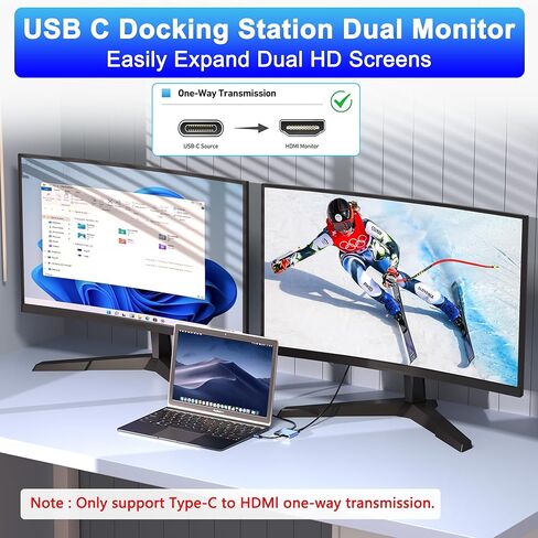 USB C إلى محول HDMI المزدوج 4K@60Hz ، النوع C إلى Flitter HDMI للعرض الموسع ، محول الشاشة المزدوج لجهاز الكمبيوتر المحمول ، Thunderbolt 4/3 متوافق مع MacBook ، Dell XPS 13/15 ، HP ، (MAC OS MODLE MIND) in Kuwait