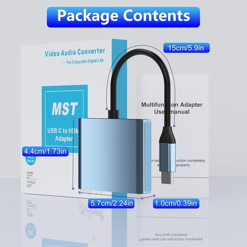 USB C إلى محول HDMI المزدوج 4K@60Hz ، النوع C إلى Flitter HDMI للعرض الموسع ، محول الشاشة المزدوج لجهاز الكمبيوتر المحمول ، Thunderbolt 4/3 متوافق مع MacBook ، Dell XPS 13/15 ، HP ، (MAC OS MODLE MIND) in Kuwait