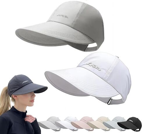 قبعة بيسبول للحماية من أشعة الشمس مكونة من قطعتين للرجال والنساء خفيفة الوزن بحافة واسعة وقابلة للتعديل للوقاية من الشمس في الهواء الطلق in Kuwait